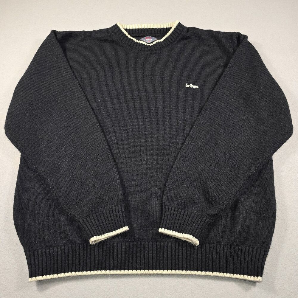Lee Cooper Vintage Men's Large Black Beige Crewneck Sweatshirt Embroidered Logo